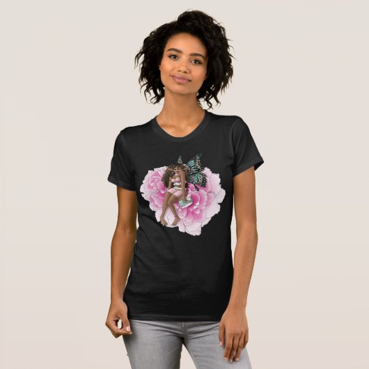Afrikanisch-Amerikanische Märchen auf rosa Blume T-Shirt (Vorne ganz)