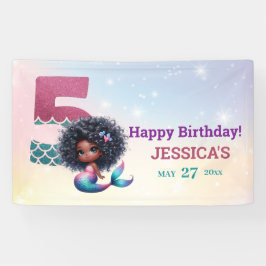 Afrikanisch-Amerikanische Meerjungfrau 5. Geburtst Banner