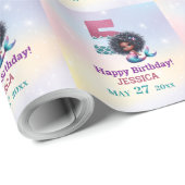 Afrikanisch-Amerikanische Meerjungfrau 5. Geburtst Geschenkpapier (Rolleneckpunkt)