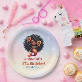 Afrikanisch-Amerikanische Meerjungfrau 5. Geburtst Pappteller
