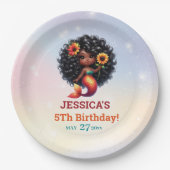 Afrikanisch-Amerikanische Meerjungfrau 5. Geburtst Pappteller (Vorderseite)