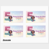 Afrikanisch-Amerikanische Meerjungfrau 5. Geburtst Rechteckiger Aufkleber (Blatt)