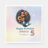 Afrikanisch-Amerikanische Meerjungfrau 5. Geburtst Serviette (Vorderseite)