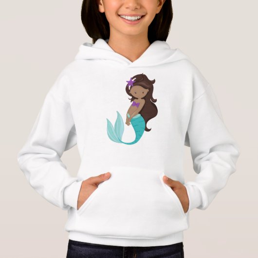 Afrikanisch-Amerikanische Meerjungfrau, Braunhaar, Hoodie (Vorderseite)