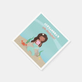 Afrikanisch-amerikanische Meerjungfrau Geburtstags Serviette (Ecke)