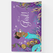 Afrikanisch-amerikanische Meerjungfrau Kinderdusch Banner (Vertikal)