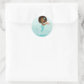 Afrikanisch-amerikanische Meerjungfrau mit Fisch-R Runder Aufkleber (Tasche)