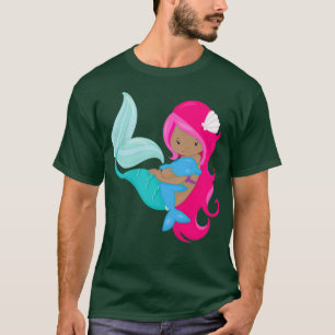 Afrikanisch-Amerikanische Meerjungfrau Pink Hair D T-Shirt