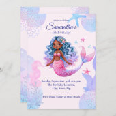 Afrikanisch-amerikanische Meerjungfrau Pink und Li Einladung (Vorne/Hinten)