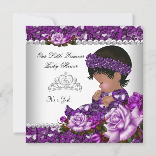 Afrikanisch-Amerikanische Princess Baby Shower Gir Einladung (Vorderseite)