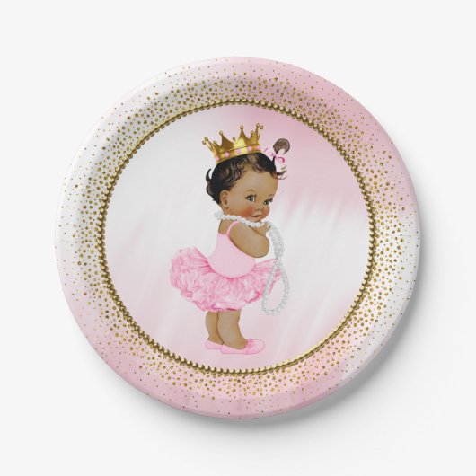 Afrikanisch-amerikanische Princess Baby Shower Pap Pappteller (Vorderseite)