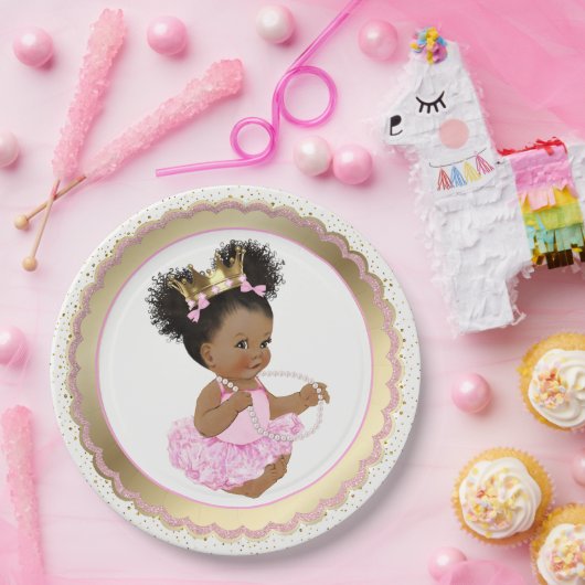 Afrikanisch-amerikanische Princess Baby Shower Pap Pappteller (Party)
