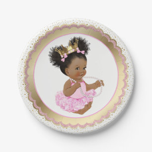Afrikanisch-amerikanische Princess Baby Shower Pap Pappteller