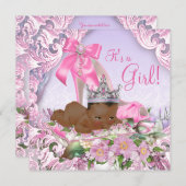 Afrikanisch-amerikanische Princess-Babydusche Einladung (Vorne/Hinten)