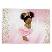 Afrikanisch-amerikanische Princess-Babydusche Große Geschenktüte (Rückseite)