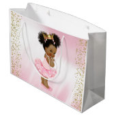Afrikanisch-amerikanische Princess-Babydusche Große Geschenktüte (Rückseite Schrägansicht)
