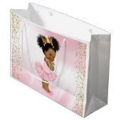 Afrikanisch-amerikanische Princess-Babydusche Große Geschenktüte (Vorderseite Schrägansicht)