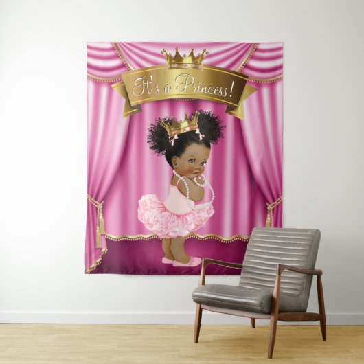 Afrikanisch-amerikanische Princess-Babydusche Hint Wandteppich (Beispiel)