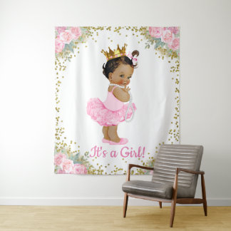 Afrikanisch-amerikanische Princess-Babydusche Hint Wandteppich