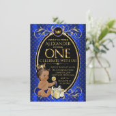 Afrikanisch-Amerikanische Prinz-Erste Geburtstagsp Einladung (Stehend Vorderseite)