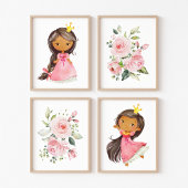Afrikanisch-amerikanische Prinzessin, Blume, Girl- Bilderwand Sets