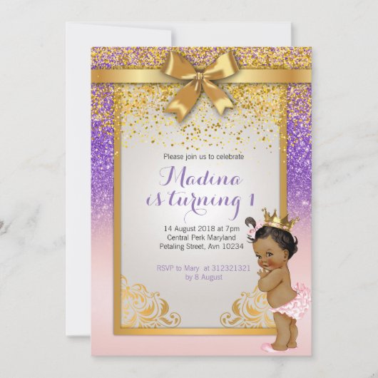 Afrikanisch-Amerikanische Prinzessin Einladungen z (Vorderseite)