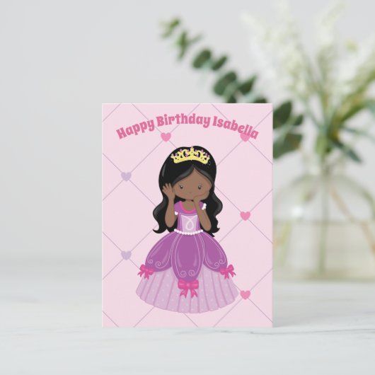 Afrikanisch-Amerikanische Prinzessin Girl Custom G Postkarte (Stehend Vorderseite)