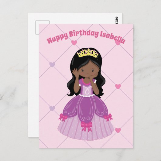 Afrikanisch-Amerikanische Prinzessin Girl Custom G Postkarte (Vorne/Hinten)