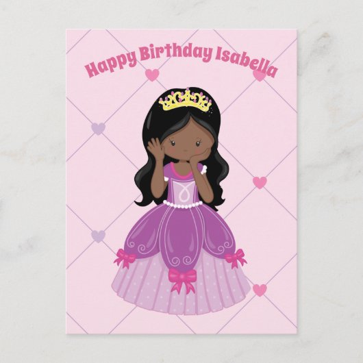 Afrikanisch-Amerikanische Prinzessin Girl Custom G Postkarte (Vorderseite)