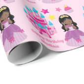 Afrikanisch-Amerikanische Prinzessin Girl Niedlich Geschenkpapier (Rolleneckpunkt)