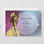 Afrikanisch-Amerikanische Prinzessin Happy Birthda Einladung (Vorderseite)