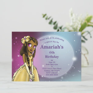 Afrikanisch-Amerikanische Prinzessin Happy Birthda Einladung