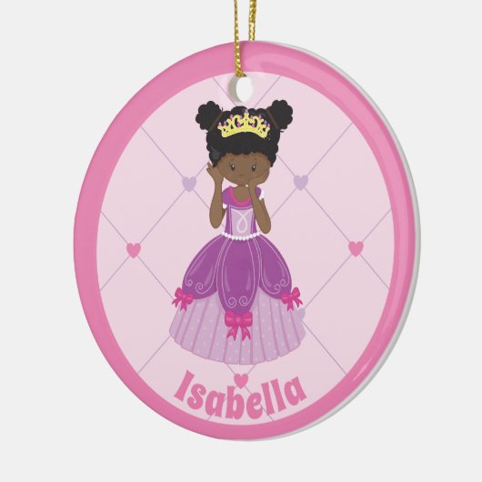 Afrikanisch-Amerikanische Prinzessin Niedlich Pink Keramik Ornament (Links)