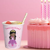 Afrikanisch-Amerikanische Prinzessin Pink Birthday Pappbecher