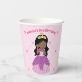 Afrikanisch-Amerikanische Prinzessin Pink Birthday Pappbecher (Rückseite)