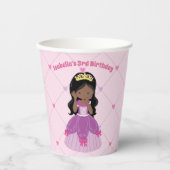 Afrikanisch-Amerikanische Prinzessin Pink Birthday Pappbecher (Vorderseite)