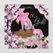 Afrikanisch-Amerikanische Prinzessin Pink Black Ba Einladung (Vorne/Hinten)