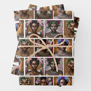 Afrikanisch-amerikanische schwarze Goddesses zum G Geschenkpapier Set