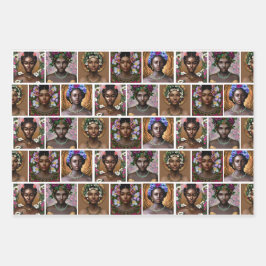 Afrikanisch-amerikanische schwarze Goddesses zum G Geschenkpapier Set