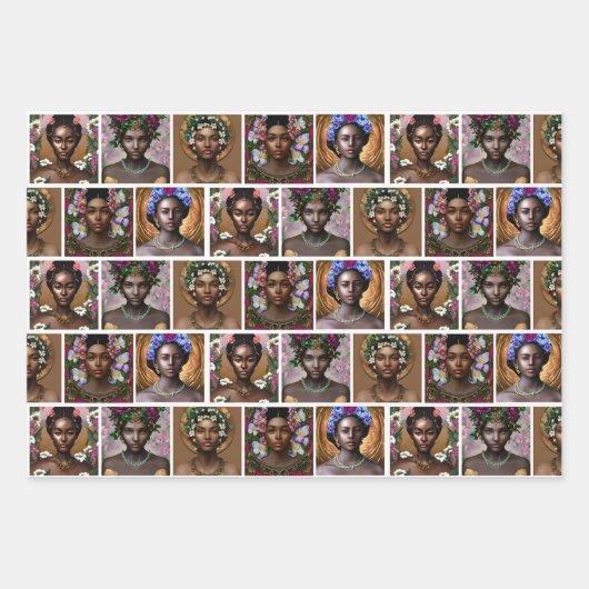 Afrikanisch-amerikanische schwarze Goddesses zum G Geschenkpapier Set (Vorderseite)