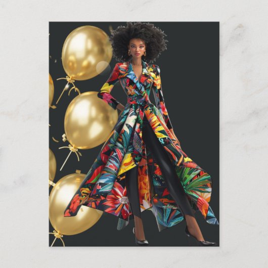 Afrikanisch-Amerikanische Schwarze Königin Melanin Postkarte (Vorderseite)