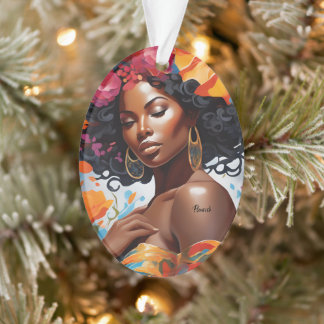 Afrikanisch-Amerikanische Schwarze Weihnachtsfrau Ornament