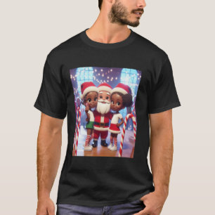Afrikanisch-amerikanische Schwestern mit Santa Sel T-Shirt