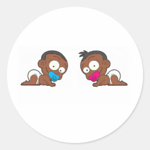 Afrikanisch-amerikanische Twin Boy & Girl Collecti Runder Aufkleber