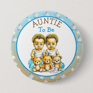 Afrikanisch-amerikanische Twin Boy's Baby Shower T Button