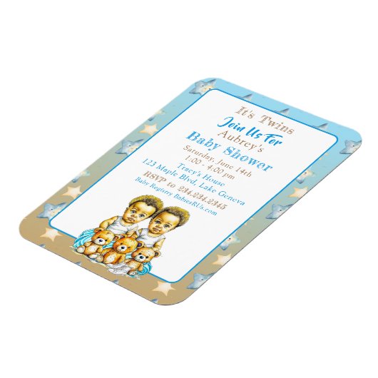 Afrikanisch-amerikanische Twin Boy's Blue Baby Sho Magnet (Linke Seite)