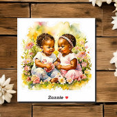 Afrikanisch-amerikanische Twin Girl's Baby Shower Aufkleber