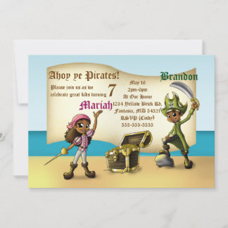 Afrikanisch-Amerikanische Twin Pirates Geburtstags Einladung