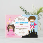 Afrikanisch-amerikanische Twins Gemeinsame Einladu Einladung (Stehend Vorderseite)