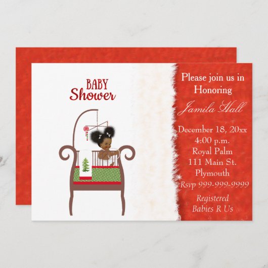 Afrikanisch-amerikanische Weihnachtsdusche Einladu Einladung (Vorne/Hinten)